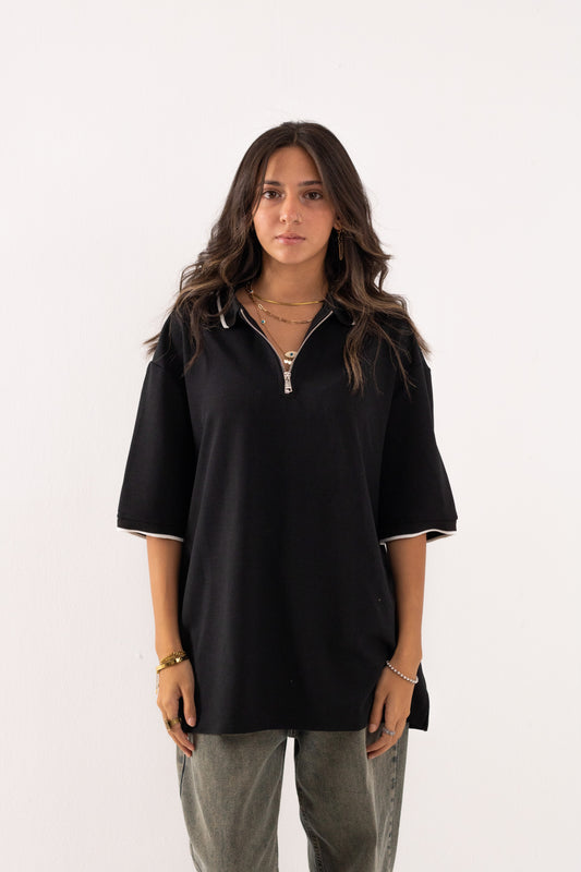 Black Quarter Zip-Up