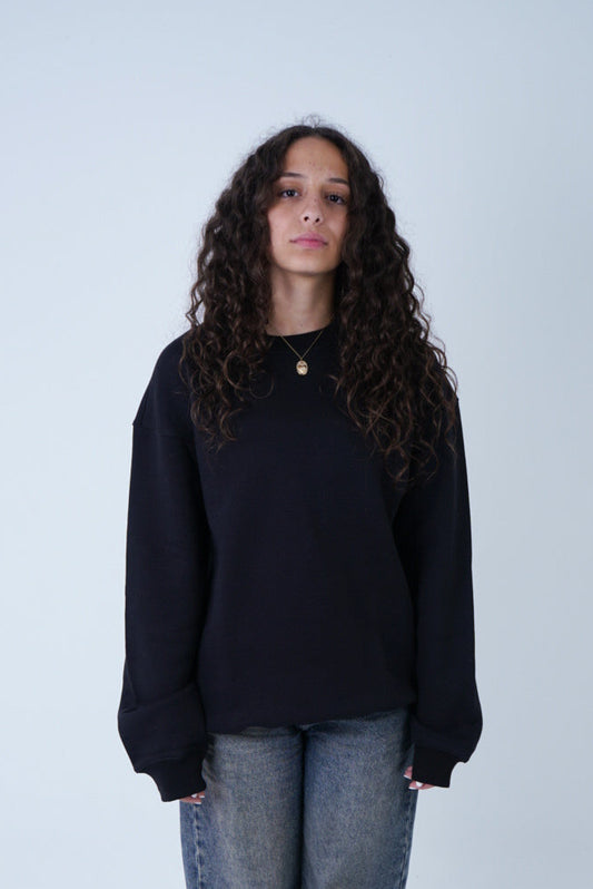 Black Relaxed Fit Crewneck