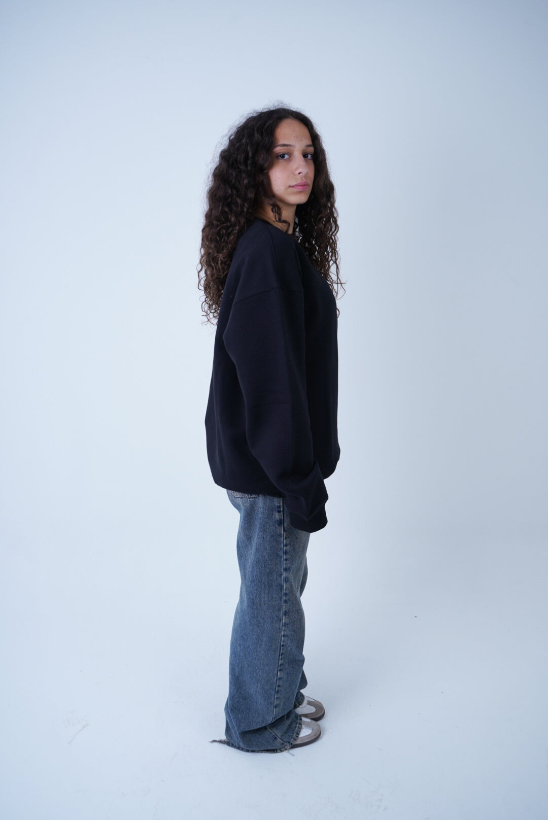 Black Relaxed Fit Crewneck