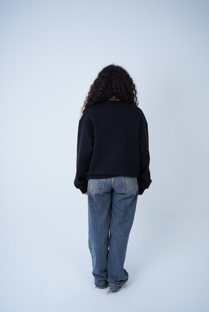 Black Relaxed Fit Crewneck