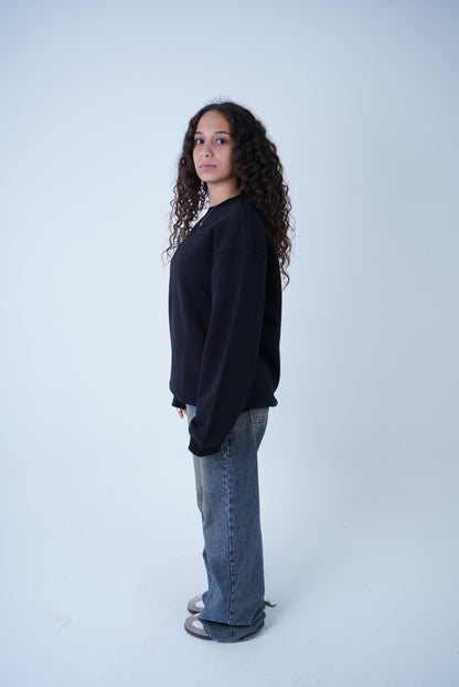 Black Relaxed Fit Crewneck