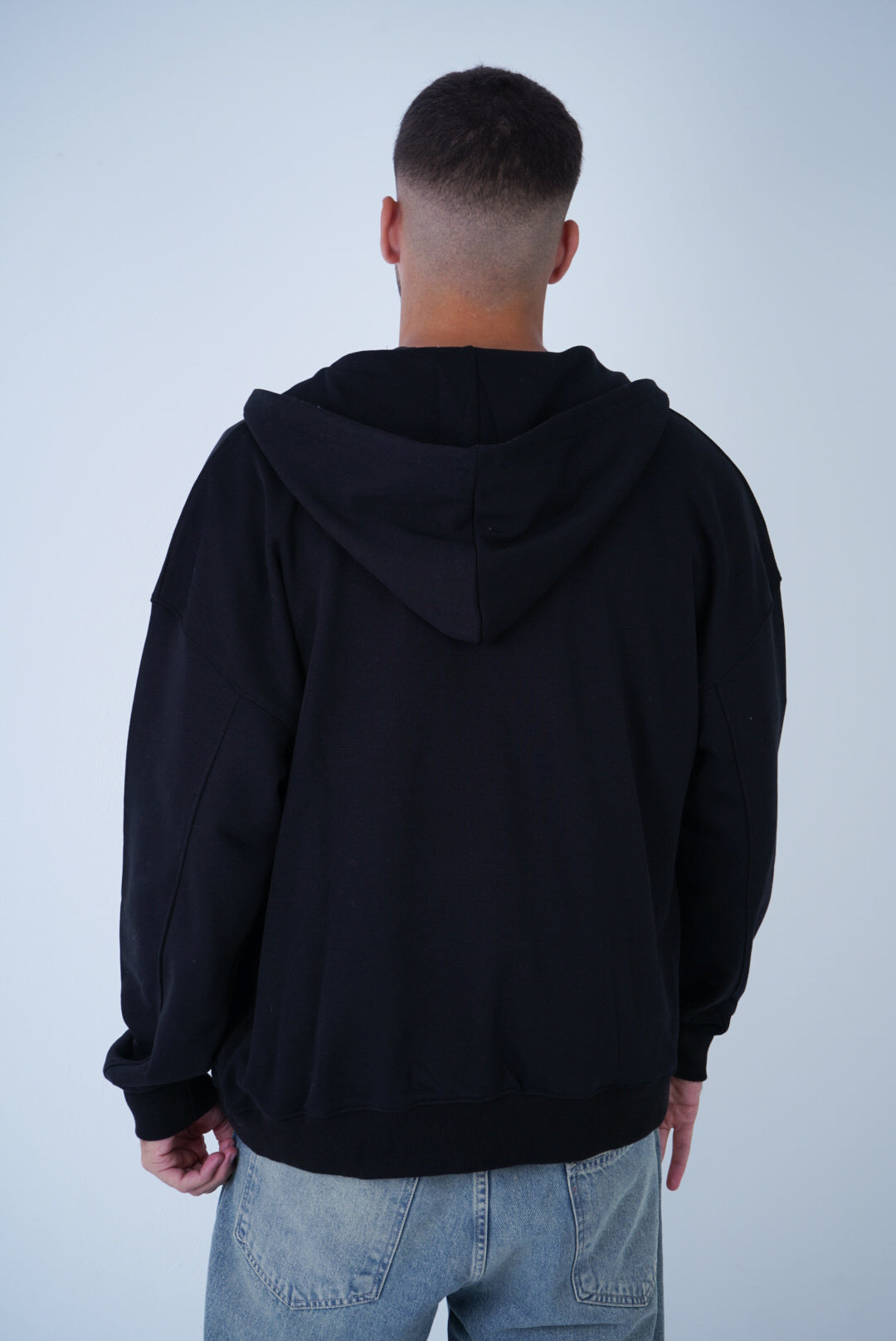 Black Relaxed Fit Zip-Up
