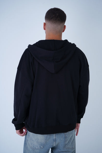 Black Relaxed Fit Zip-Up