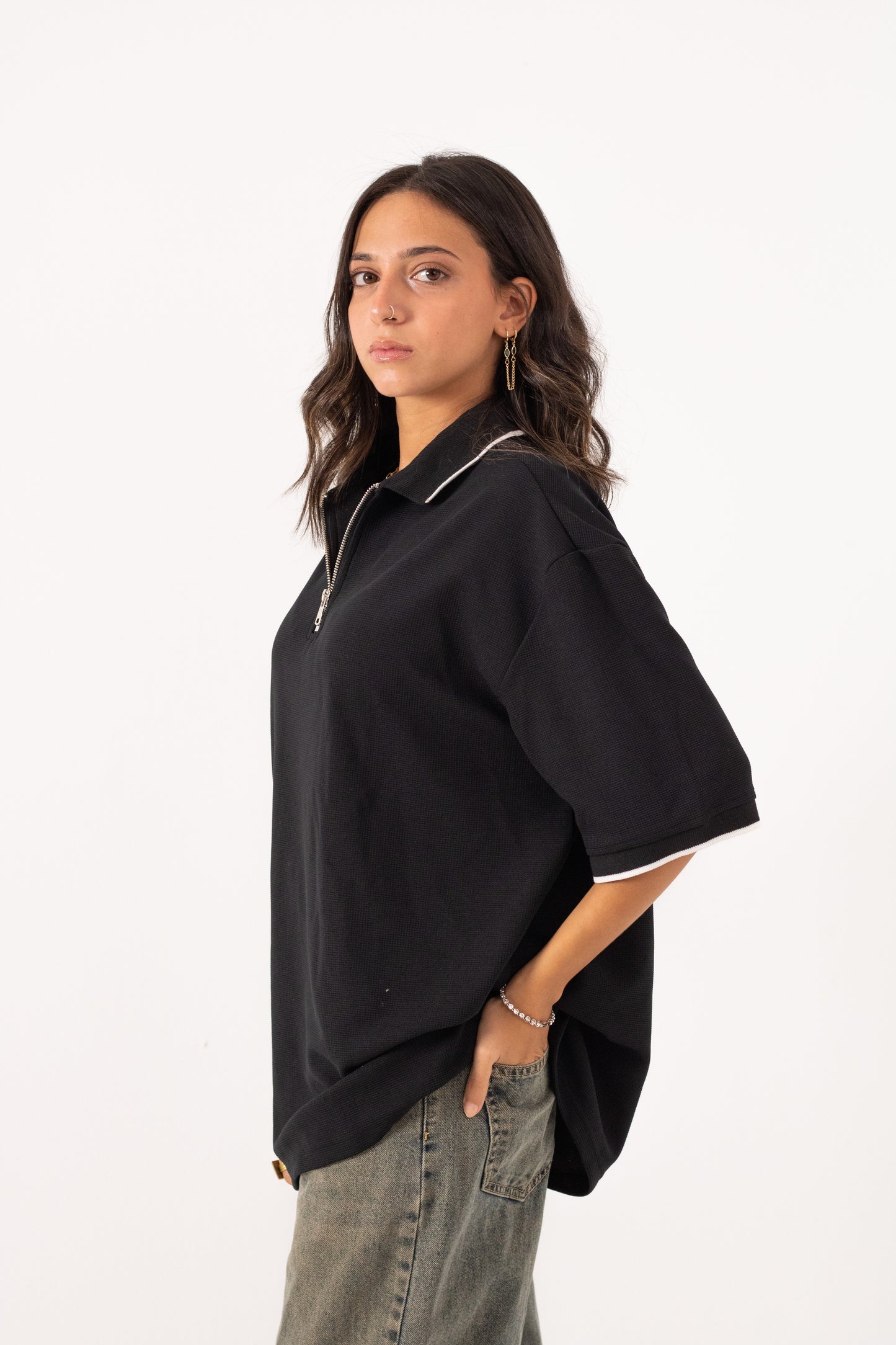 Black Quarter Zip-Up