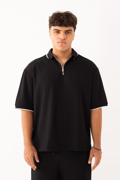 Black Quarter Zip-Up