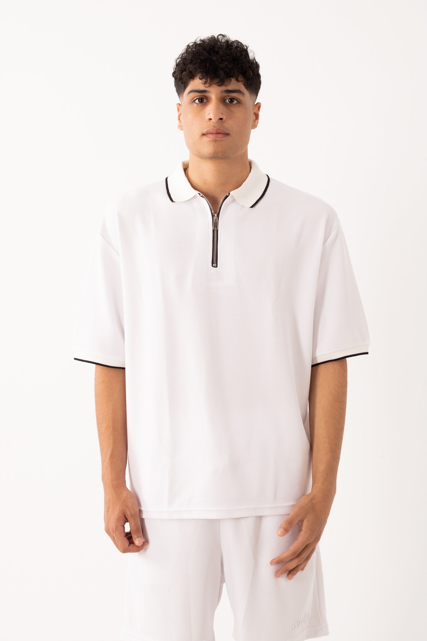 White Quarter Zip-Up