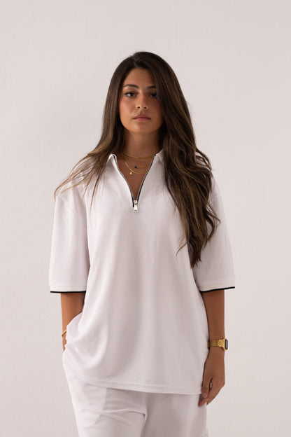 White Quarter Zip-Up