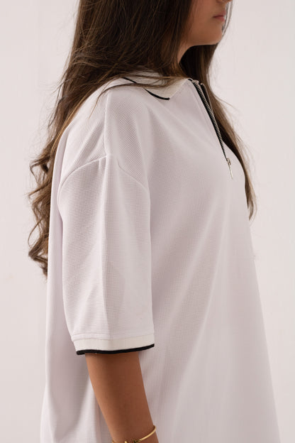 White Quarter Zip-Up